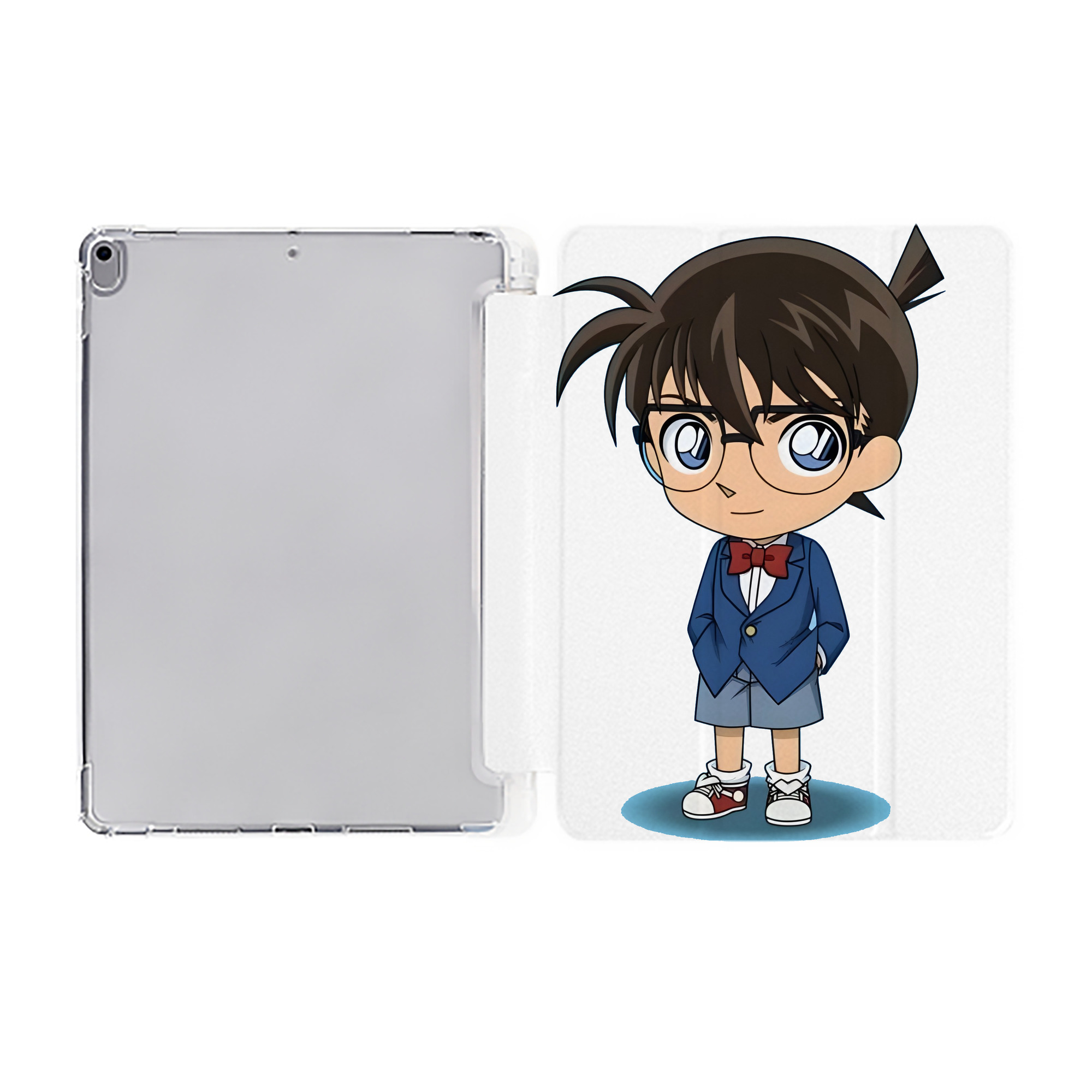 （画像用） 名探偵コナン 江戸川 コナン Detective Conan Conan Edogawa IPad ケース ペン収納付き 三つ折りスタンド PUレザー×シリコン 対応機種9.5/10.5/10.9インチ